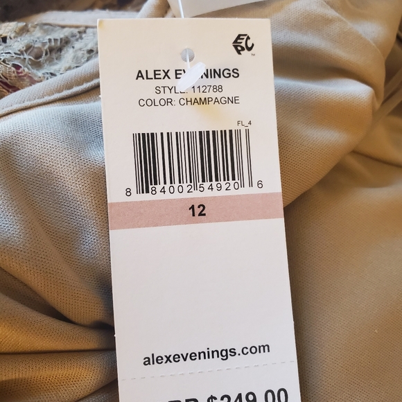 NWT Alex Evenings Champagne Rosette Size 12 Wedding Formal never worn - Picture 5 of 5